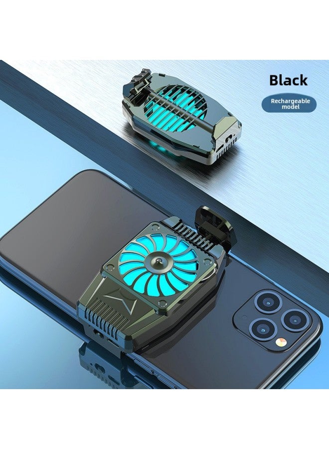 Loquat Mobile Phone Radiator Refrigeration Clip Live Game Frozen Heat Dissipation Back Clip Fan Cooling Artifact Frozen Air Cooling Cooling God-Color:Rapid Cooling-black 【battery Model】 - Image 1
