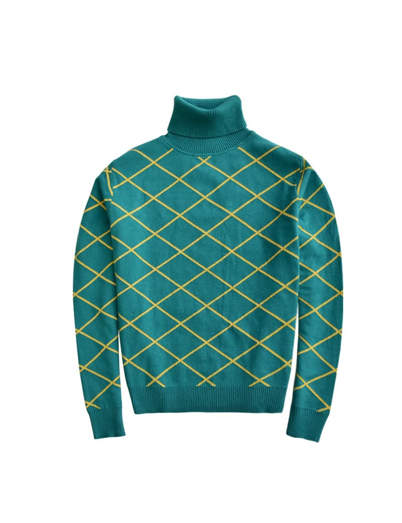 Mens Womens Green Grid Knit Sweaters Top Long Sleeves Cosplay Costume for Diego Brando Dio 2XL85100kg