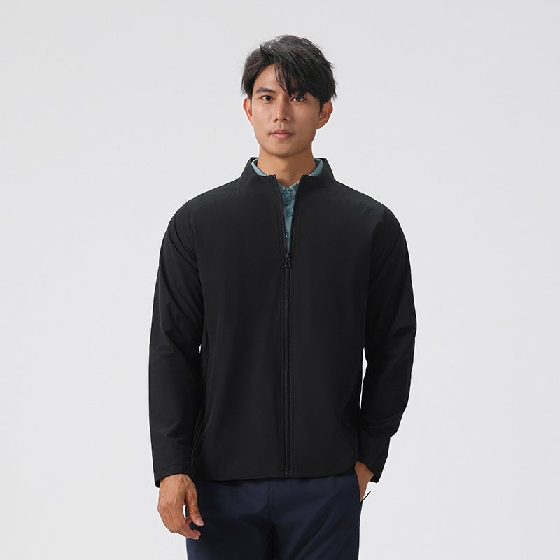 جاكيت رياضي للرجال مقاوم للماء باللون الأسود - Image 1