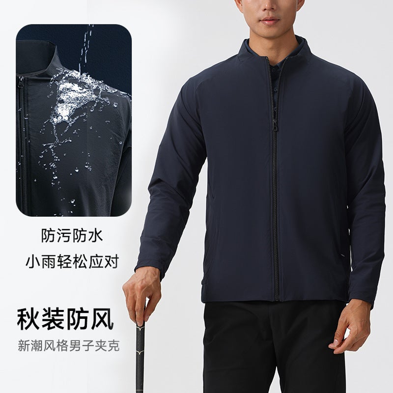 جاكيت رياضي للرجال مقاوم للماء باللون الأسود - Image 2