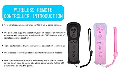 ZeroStory 2 Packs Wireless Controller and Nunchuck for Wii and Wii U Console, Gamepad with Silicone Case and Wrist Strap (Black and Pink) - Image 5