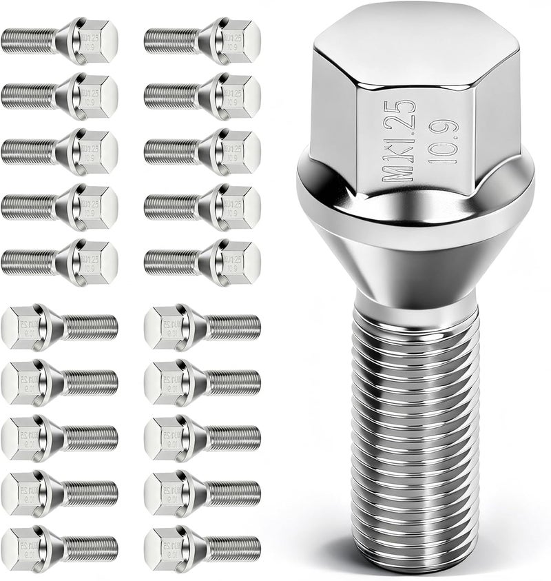 ECCPP 20 Pieces Wheel Lug Nuts M12x1.25 Wheel Lug Bolts Shank Length 28mm Wheel Bolts Set Fit for 2015-2022 for Renegade |2018-2022 for Compass |2014-2022 for Cherokee - Image 1