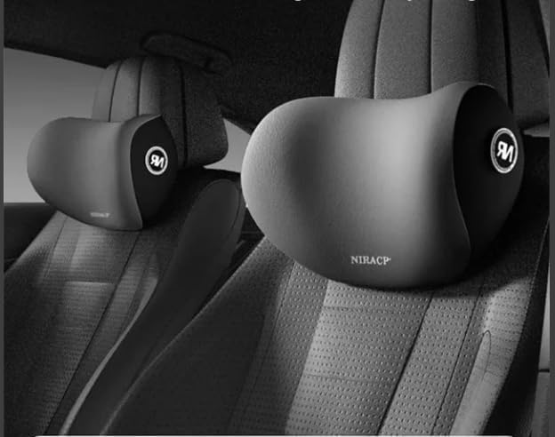RAMPKD Car Neck PillowNeck Pain Relief for Long Drive Car Seat Back Head Rest Memory Foam Pillow for Driving with Adjustable Strapand Breathable Removable Cover Black - Image 1