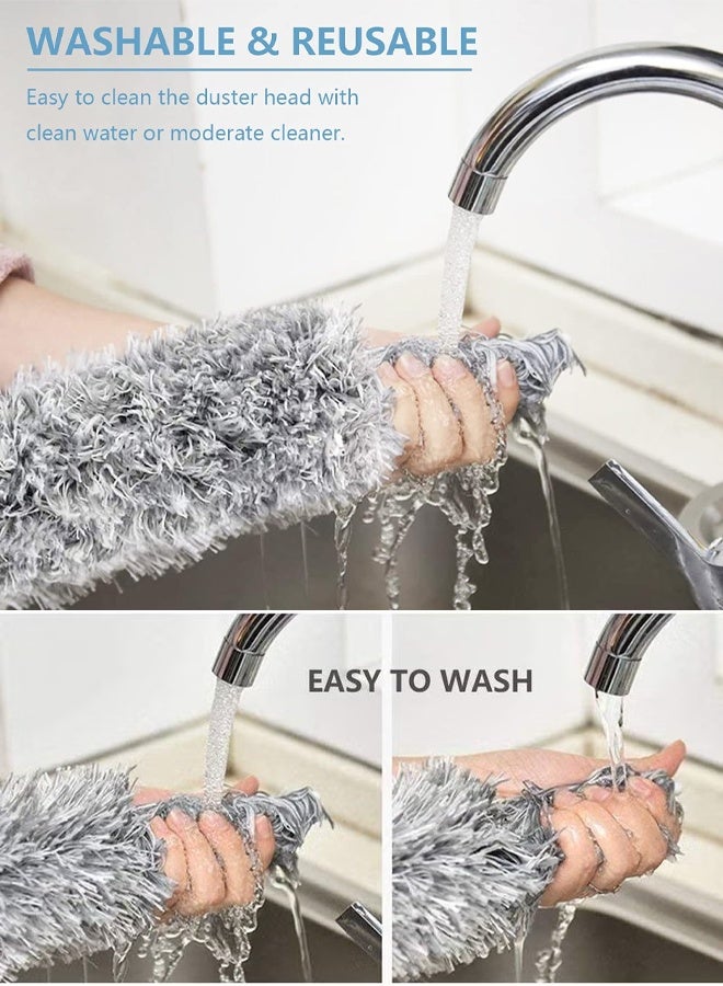 Ceiling fan duster with stainless steel extension pole, retractable long pole, washable, bendable, for cleaning, removing wet dust from high spider web walls, indoor roof cleaning, dust duster, dust collector - Image 5