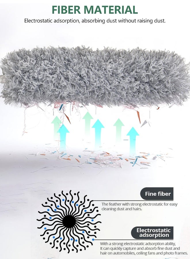 Ceiling fan duster with stainless steel extension pole, retractable long pole, washable, bendable, for cleaning, removing wet dust from high spider web walls, indoor roof cleaning, dust duster, dust collector - Image 3