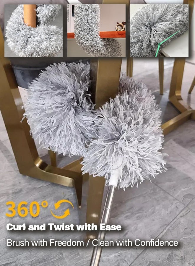 Ceiling fan duster with stainless steel extension pole, retractable long pole, washable, bendable, for cleaning, removing wet dust from high spider web walls, indoor roof cleaning, dust duster, dust collector - Image 2