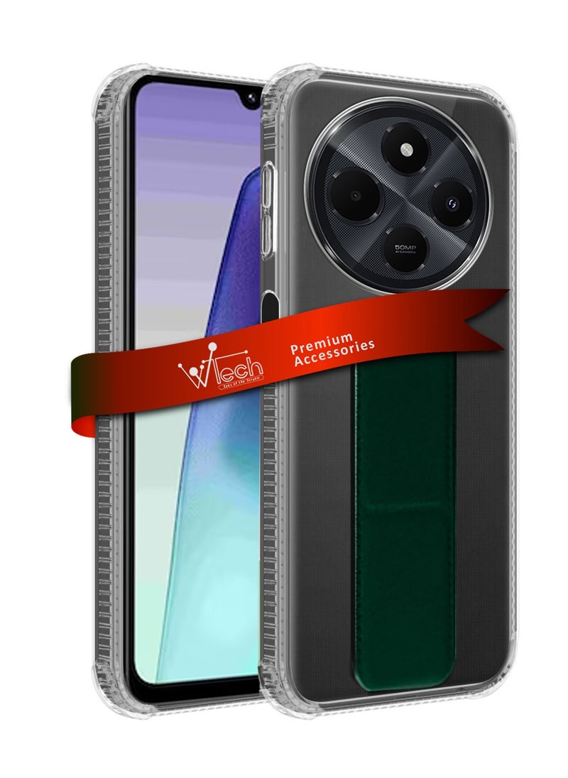 Wtech Xiaomi Redmi 14C 4G 2024 TPU Hand Grip Air Pillow Case Cover - Clear/Dark Green  - Image 1