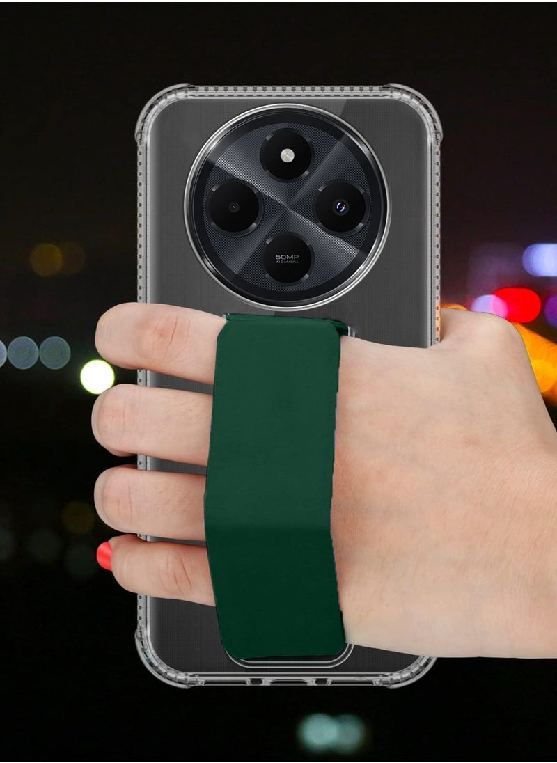 Wtech Xiaomi Redmi 14C 4G 2024 TPU Hand Grip Air Pillow Case Cover - Clear/Dark Green  - Image 2