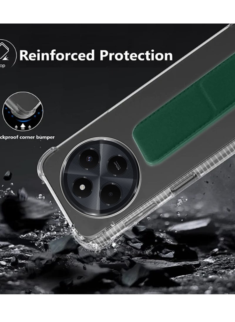 Wtech Xiaomi Redmi 14C 4G 2024 TPU Hand Grip Air Pillow Case Cover - Clear/Dark Green  - Image 4