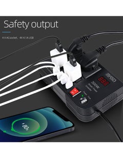 ELTRAZONE 300W Car Power Inverter With 4 USB Socket Auto Charger Converter DC 12V To AC 220V Fast Charging Part  - Image 2