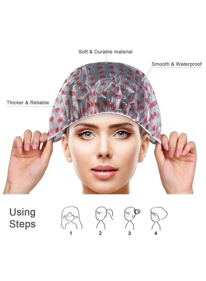 DEVHEART Shower Cap Set of 10 for Women, Reusable Waterproof Elastic Eva Free-Size Bathroom Shower Caps - For Homes, Spas, Salons, Hair Treatment, Beauty Parlors (Multicolored and Multi-design) - Image 4