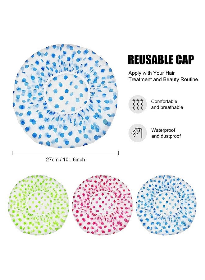 DEVHEART Shower Cap Set of 10 for Women, Reusable Waterproof Elastic Eva Free-Size Bathroom Shower Caps - For Homes, Spas, Salons, Hair Treatment, Beauty Parlors (Multicolored and Multi-design) - Image 3