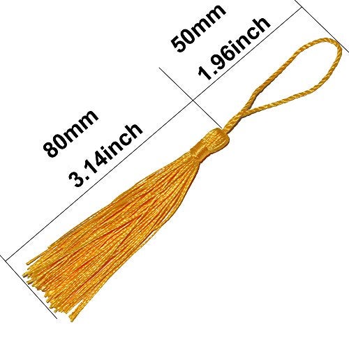 VAPKER 100 Pieces 13cm/5-Inch Silky Handmade Soft Tassels Floss Bookmark Tassels with 2-Inch Cord Loop for Jewelry Making, DIY Projects, Bookmarks(25 Colors) - Image 2