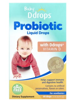 Ddrops Baby Probiotic Liquid Drops For Newborns+ 60 Drops 0.07 fl oz (2.2 ml) 