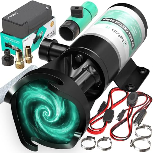LATCH.IT V2.0 RV Macerator Pump 12VDC | 12-15GPM Macerator Pump for RV | 10-Feet Lift RV Waste Pump Macerator | Self-Priming & Portable | Portable RV Waste Pump w/Fittings, Hoses & Clamps! - Image 1