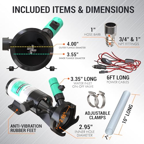 LATCH.IT V2.0 RV Macerator Pump 12VDC | 12-15GPM Macerator Pump for RV | 10-Feet Lift RV Waste Pump Macerator | Self-Priming & Portable | Portable RV Waste Pump w/Fittings, Hoses & Clamps! - Image 3