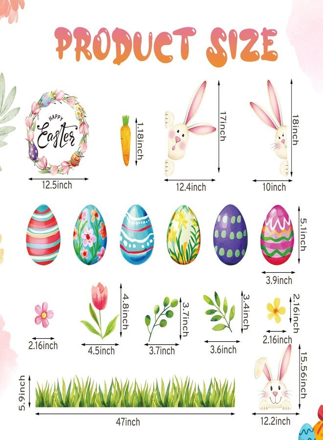 Mooliwe Vintage Easter Bulletin Board Set Happy Easter Classroom Decorations with Grass Border Trim Colorful Bunny Egg Cutouts for Spring Classroom Home Party Wall Decor - Image 3