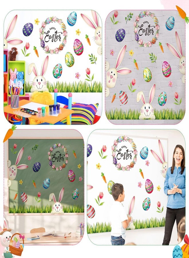Mooliwe Vintage Easter Bulletin Board Set Happy Easter Classroom Decorations with Grass Border Trim Colorful Bunny Egg Cutouts for Spring Classroom Home Party Wall Decor - Image 5