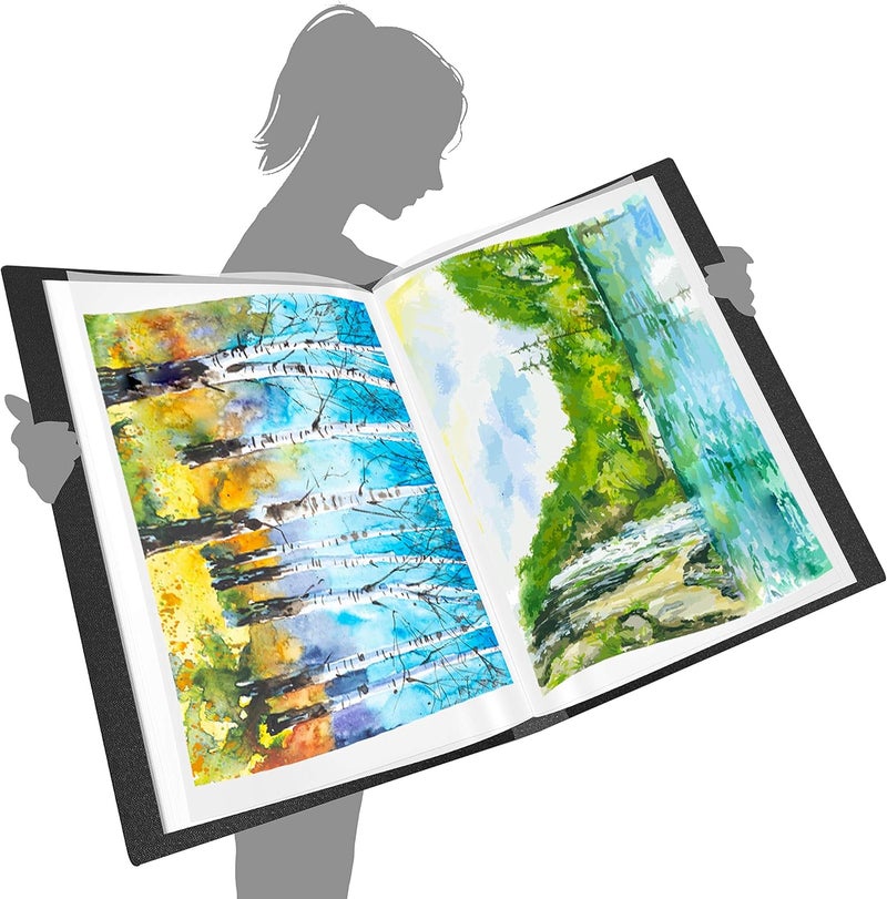فانتاسي كتاب عرض 40 جيبًا شفافًا وأكمامًا واقية محفظة فنون كتاب شفاف للأعمال الفنية، أوراق التقارير، الرسائل (يتسع لمقاس 24.2 × 18.4 بوصة) - Image 5