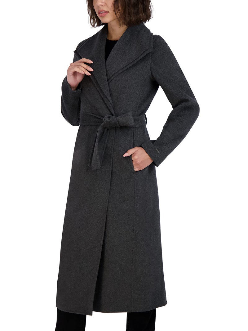 Tahari Women's Peacoat Wool Blend Double Face Winter Trench Coat, Charcoal, Small - Image 2