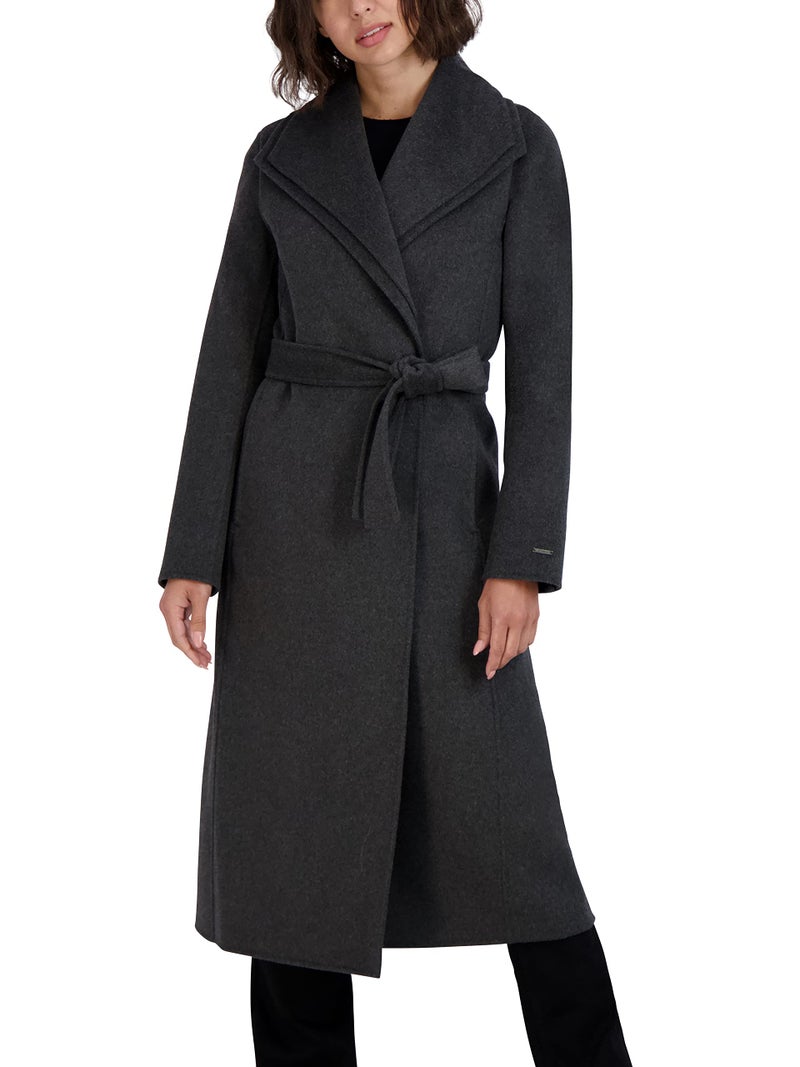 Tahari Women's Peacoat Wool Blend Double Face Winter Trench Coat, Charcoal, Small - Image 1