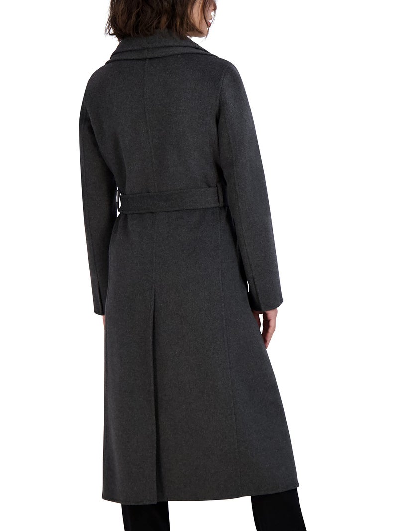 Tahari Women's Peacoat Wool Blend Double Face Winter Trench Coat, Charcoal, Small - Image 4