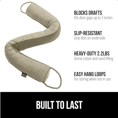GORILLA GRIP Door Draft Stopper for Bottom of Doors Cold Air Insulation Sweep Weather Stripping Seal Noise Soundproofing Warmth Sealer Easy Install Gap Filler Home Essentials 32 Inch Beige - Image 3