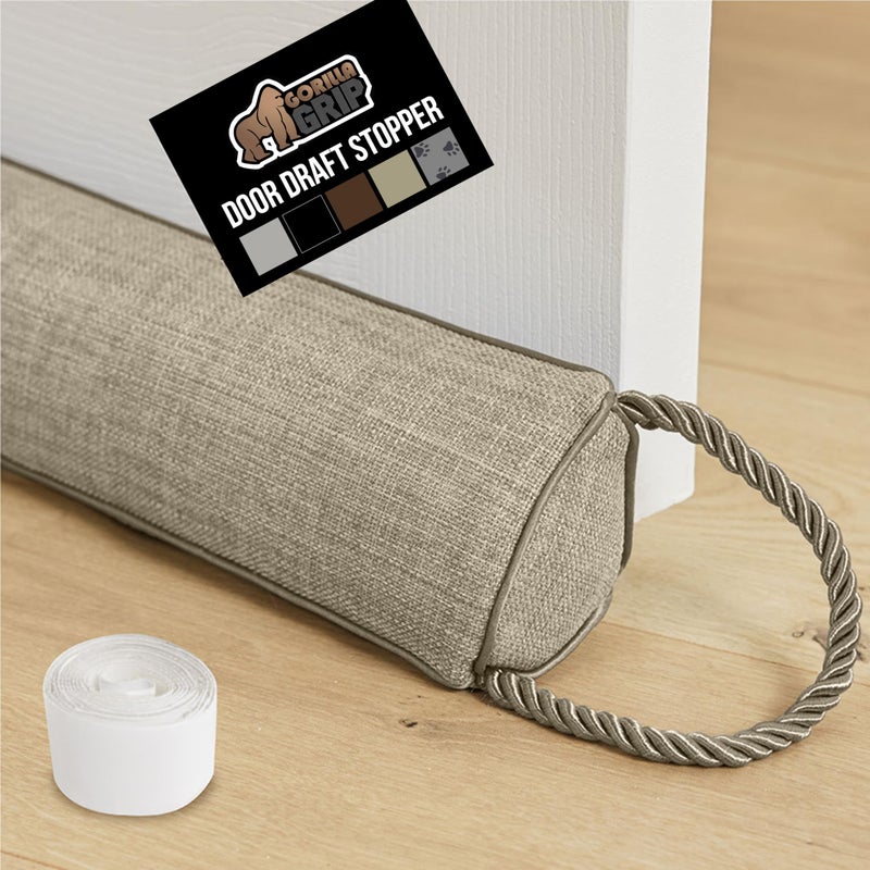 GORILLA GRIP Door Draft Stopper for Bottom of Doors Cold Air Insulation Sweep Weather Stripping Seal Noise Soundproofing Warmth Sealer Easy Install Gap Filler Home Essentials 32 Inch Beige - Image 2