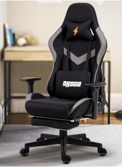 DROGO Ergonomic Gaming Chair with 7 Way adjustable Seat 3D Armrest Fabric Material Desk Chair Head USB Massager Lumbar Pillow Video Games Chair Home Office Chair with Full Recliner Back Footrest Black  - Image 1