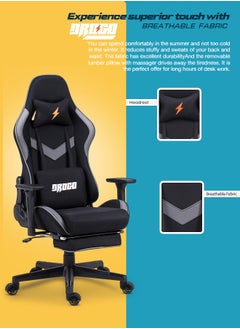 DROGO Ergonomic Gaming Chair with 7 Way adjustable Seat 3D Armrest Fabric Material Desk Chair Head USB Massager Lumbar Pillow Video Games Chair Home Office Chair with Full Recliner Back Footrest Black  - Image 4