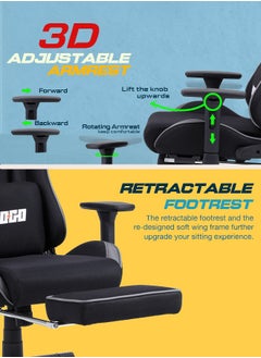 DROGO Ergonomic Gaming Chair with 7 Way adjustable Seat 3D Armrest Fabric Material Desk Chair Head USB Massager Lumbar Pillow Video Games Chair Home Office Chair with Full Recliner Back Footrest Black  - Image 5