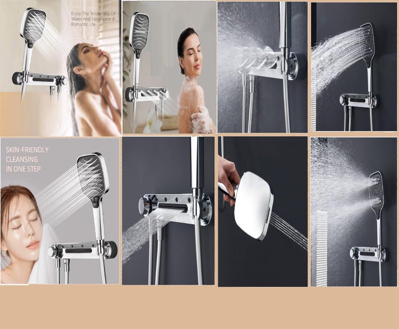 X-XONIER® Luxury Shower Set System with 3 Function added 4-Way Extra Large Handheld, Powerfull Front Mist, Waterfall Functions and Handheld, Chrome - Image 2