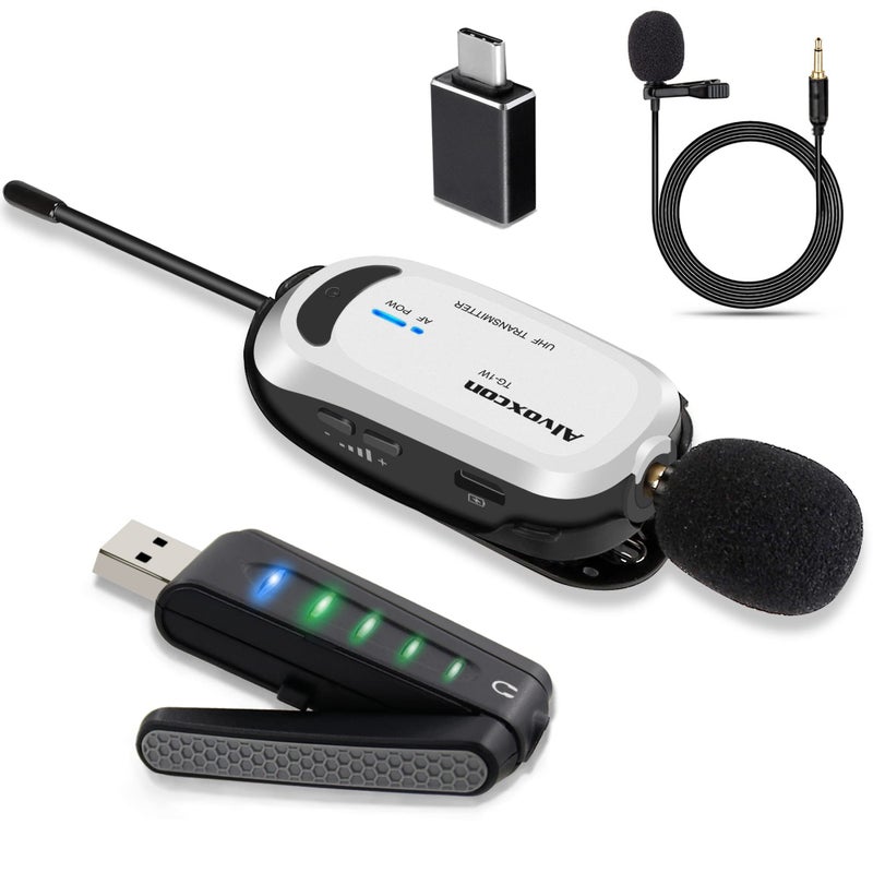 Alvoxcon ميكروفون لابيل لاسلكي من ألفوكسكون للكمبيوتر، نظام ميكروفون لافاليير USB لماك بوك، أندرويد، PC، لابتوب، مكبر صوت، اجتماع زووم، بودكاست المعلم، مدونة فيديو، يوتيوب، مؤتمر، تسجيل صوتي - Image 1