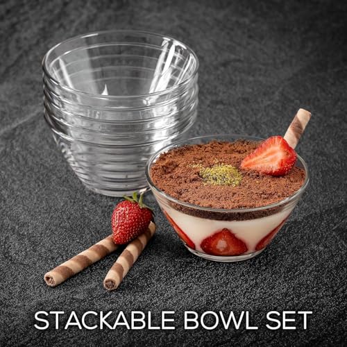 WRINGO Glass Bowl for Kitchen Prep, Dessert, Dips, and Candy Dishes, Cake, Snack Bowl Set of 6 Or Nut Bowls, and Microwave Safe Clear Glass Bowls for Mixing, Storing Size 4.5 Inch (WR-06), 250 ml - Image 4
