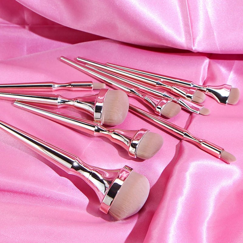 9pcs Rose Gold Makeup Brush Set with Long Handle Powder Applicator and Blush Brush for Women’s Face Beauty Tools for Daily Makeup and Travel - Image 5