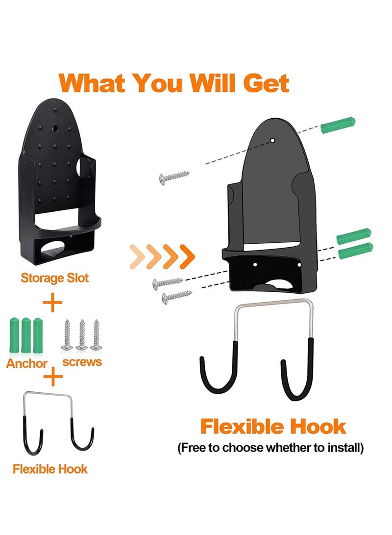 حامل لوح الكي المثبت على الحائط مع صينية مقاومة للحرارة، منظم تخزين موفر للمساحة للاستخدام في الحمام والمنزل، تصميم أسود سهل التركيب - Image 5