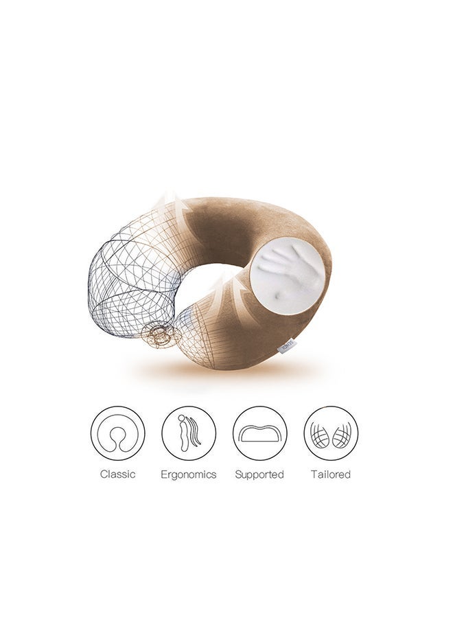 Soufa Dibaj Velvet Neck and Travel Pillow 30x25x10 cm - Beige - Image 2