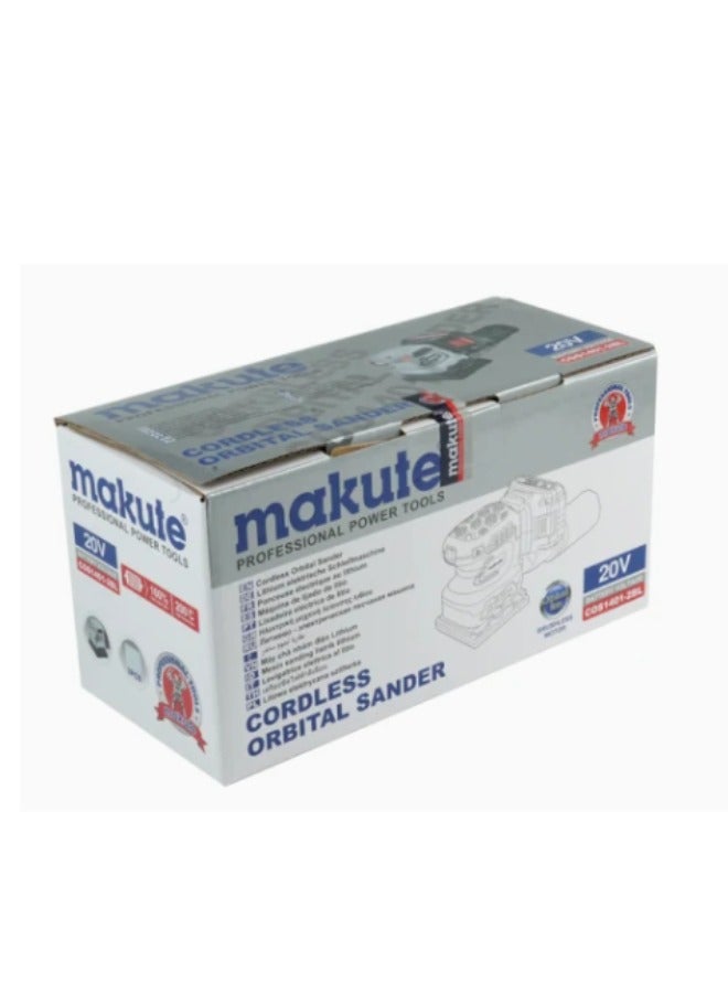 makute 20V Cordless Orbital Sander  with 11000rpm  and Dust Extraction for Smooth Surfaces Such as Rough Metal Wood or Plastic (COS1401-2BL) - Image 4
