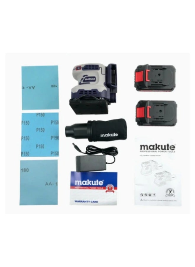 makute 20V Cordless Orbital Sander  with 11000rpm  and Dust Extraction for Smooth Surfaces Such as Rough Metal Wood or Plastic (COS1401-2BL) - Image 3
