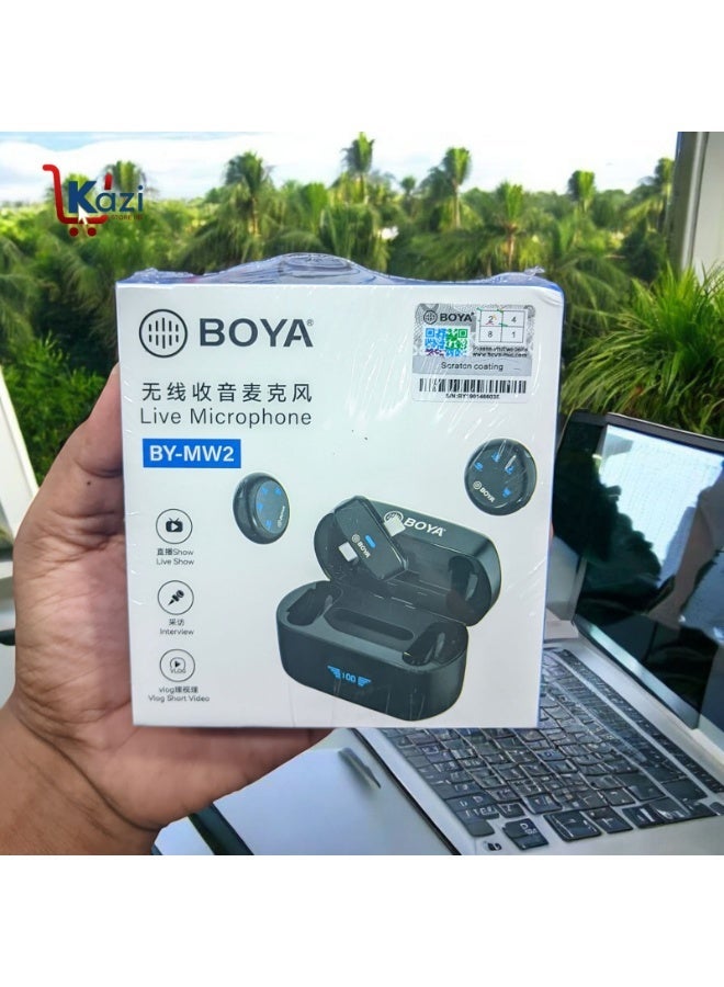بويا ميكروفون لاسلكي لأجهزة iPhone/Android/PC/الأجهزة اللوحية مزود بمنفذ USB-C/Lightning، معتمد، مزود بخاصية تقليل الضوضاء، ومُغير صوت بتقنية الذكاء الاصطناعي، وعمر بطارية يصل إلى 30 ساعة مع علبة شحن لتسجيل الفيديو والبودكاست - Image 2