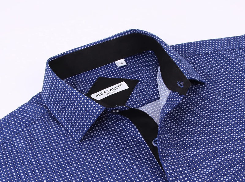 Alex Vando Mens Printed Dress Shirts Regular Fit Long Sleeve Button Down Shirt,Blue879,L - Image 4