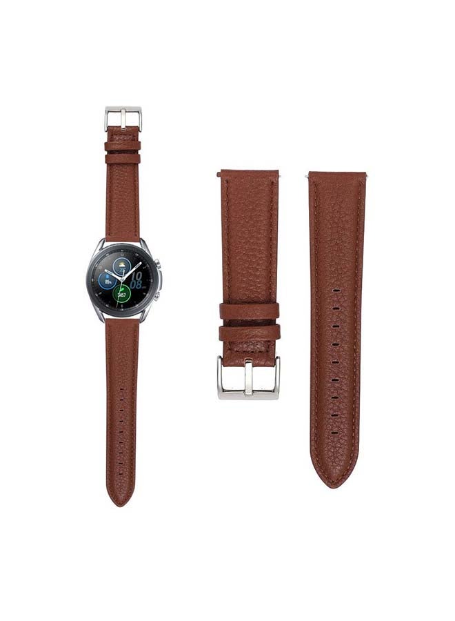 Perfii Genuine Calf Leather Replacement Band for Samsung Galaxy Watch3 45mm Brown - Image 1