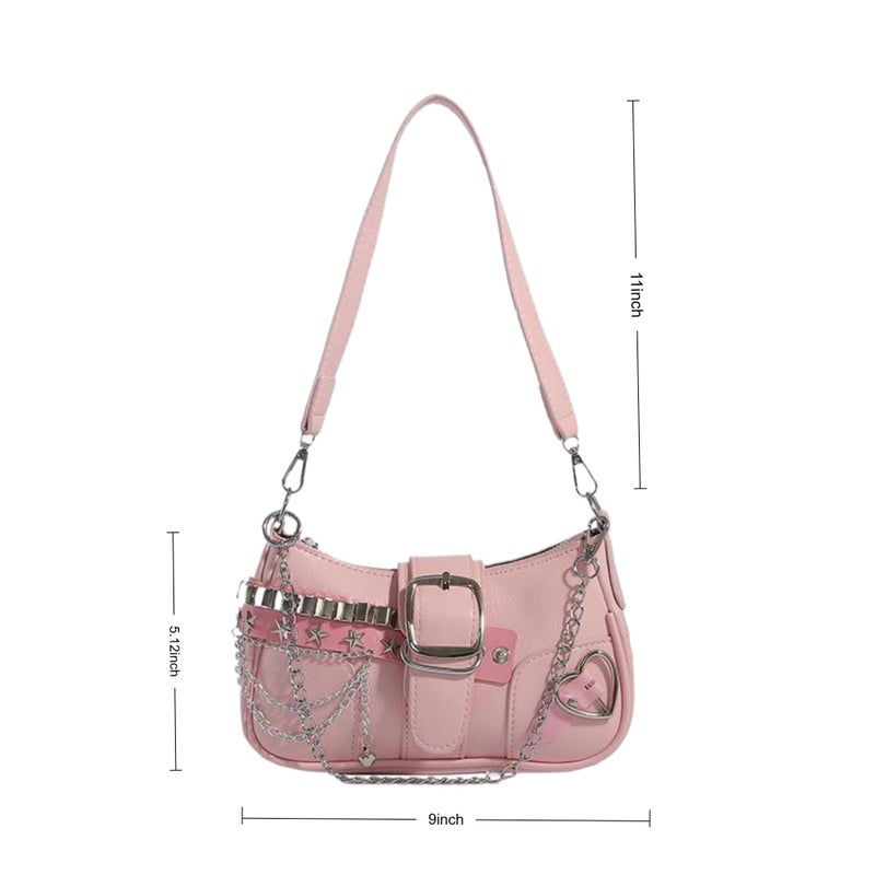 FrexCheng Cute Y2K Purse â€“ Shoulder Bag with Chain Strap, Versatile Handbag for Women, Perfect for Daily Use, Parties & Travel (Pink) - Image 4