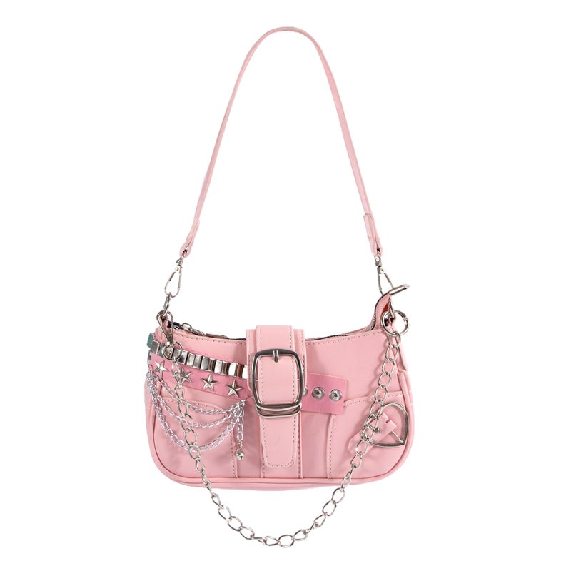FrexCheng Cute Y2K Purse â€“ Shoulder Bag with Chain Strap, Versatile Handbag for Women, Perfect for Daily Use, Parties & Travel (Pink) - Image 1