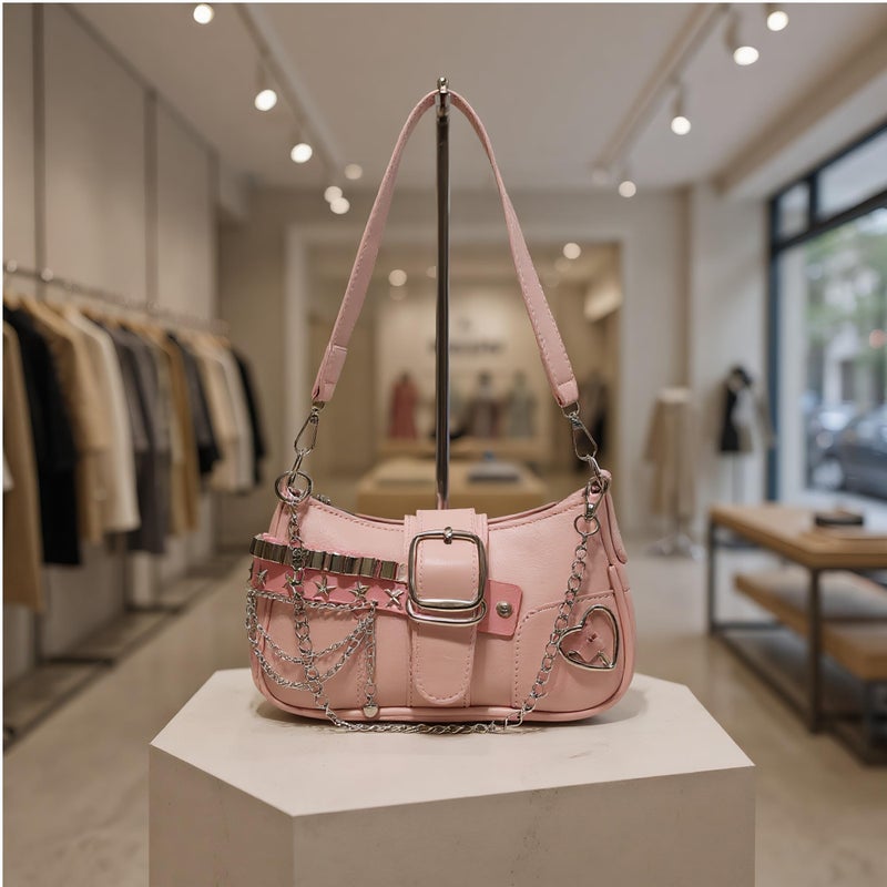 FrexCheng Cute Y2K Purse â€“ Shoulder Bag with Chain Strap, Versatile Handbag for Women, Perfect for Daily Use, Parties & Travel (Pink) - Image 3