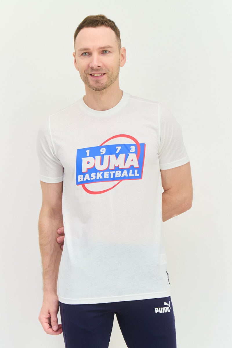 PUMA Men Sportswear Fit Short Sleeve Outdoor T Shirt, White - Image 1