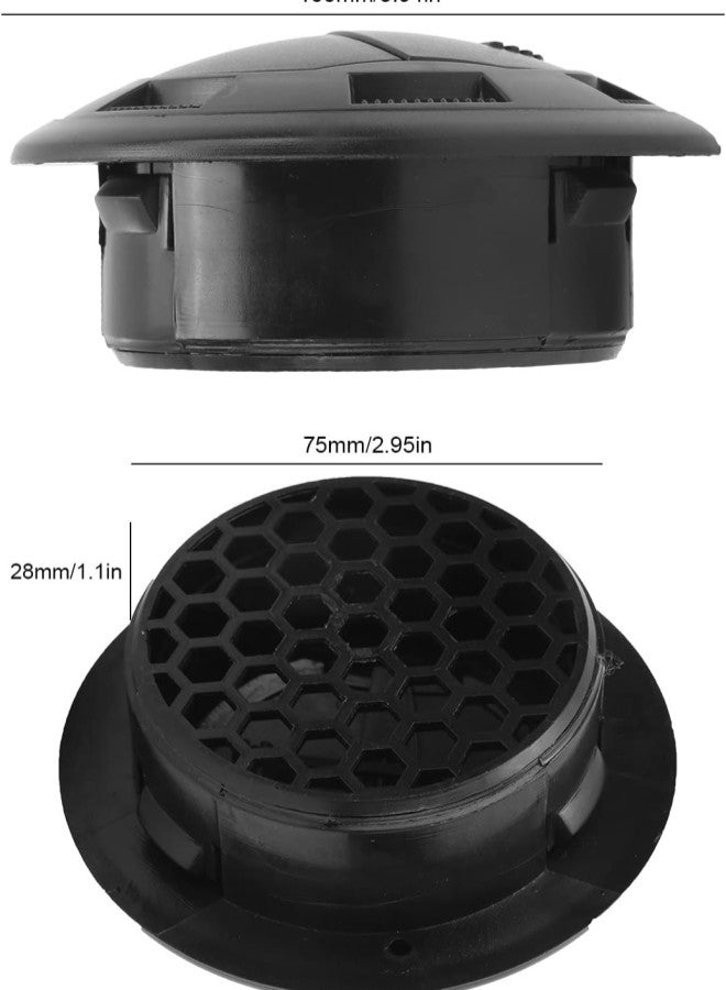 klarako 100/75mm Air Conditioning Outlet with Hexagonal Grid Grille Black Round for Bus RVs Electric Car - Image 2