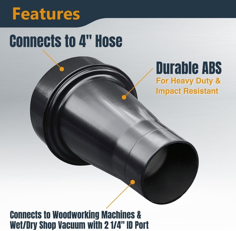 POWERTEC 70147 4-Inch OD to 2-1/4-Inch OD Hose Reducer Adapter for Dust Collection Systems - Image 3