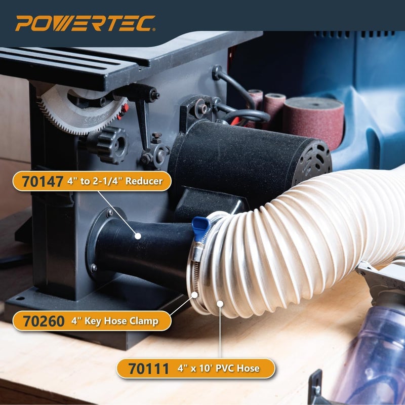 POWERTEC 70147 4-Inch OD to 2-1/4-Inch OD Hose Reducer Adapter for Dust Collection Systems - Image 4