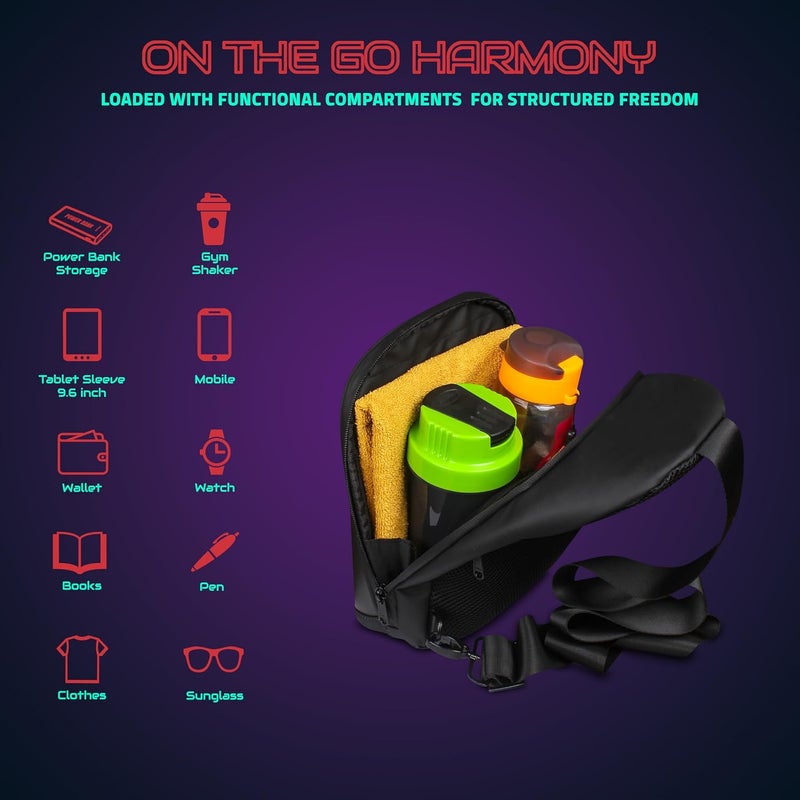 Hookaba Store : LED Unisex Sling Bag,1 year Manufacturer Warranty, For School, College,Travel, DJ nights, Live Concerts, Party & Gym, 9.6 inches Tablet Waterproof IPX5 - Image 5